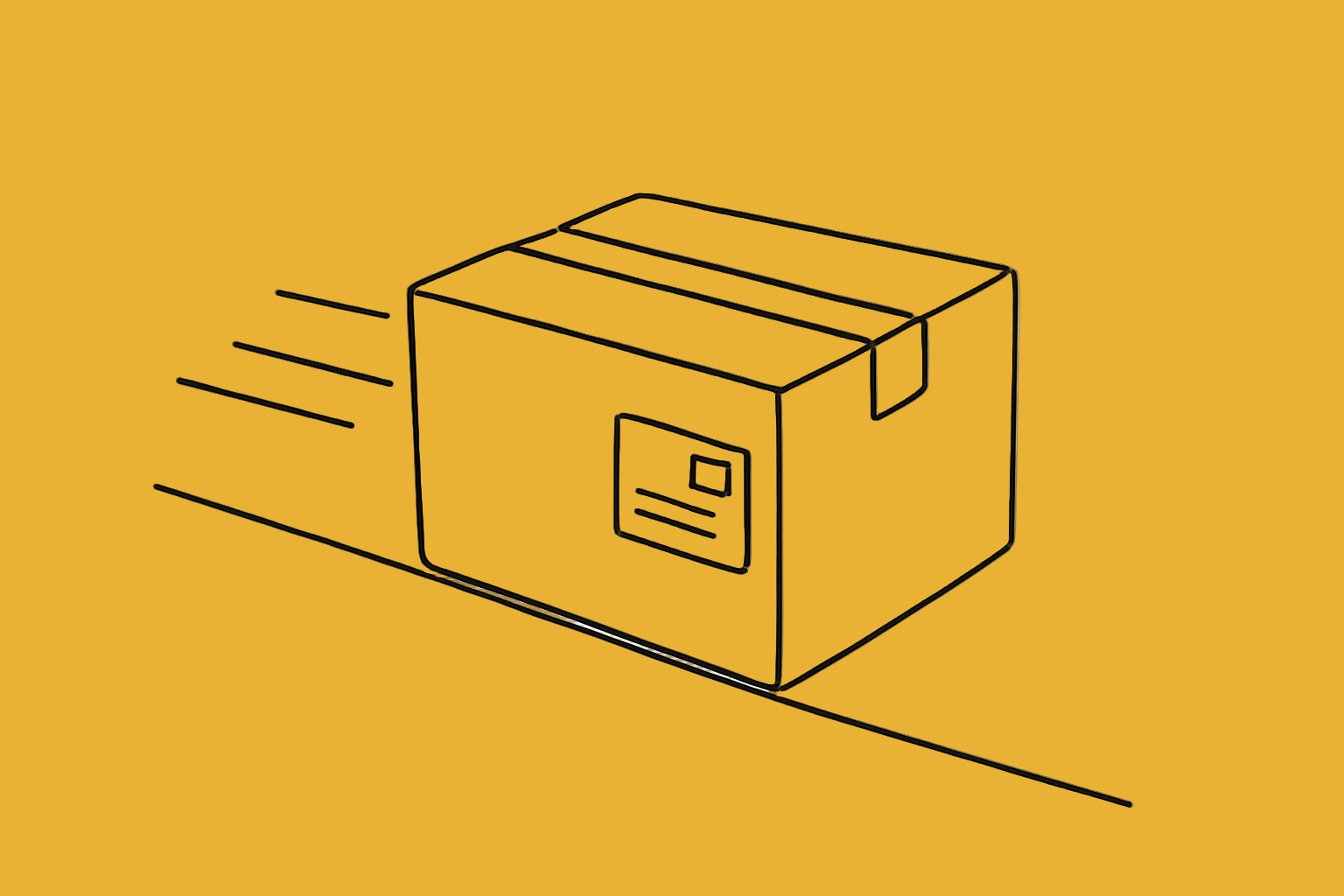 a continuous line drawing of a package being shipped or in motion